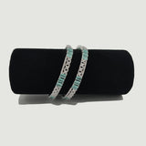Silver Bangles with Mint Green Rectangular Stones – Rs. 1,950