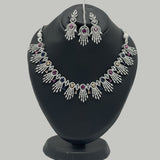 Bridal Silver Necklace Set with Stones – 3-Piece