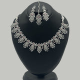 Bridal Silver Necklace Set with Stones – 3-Piece