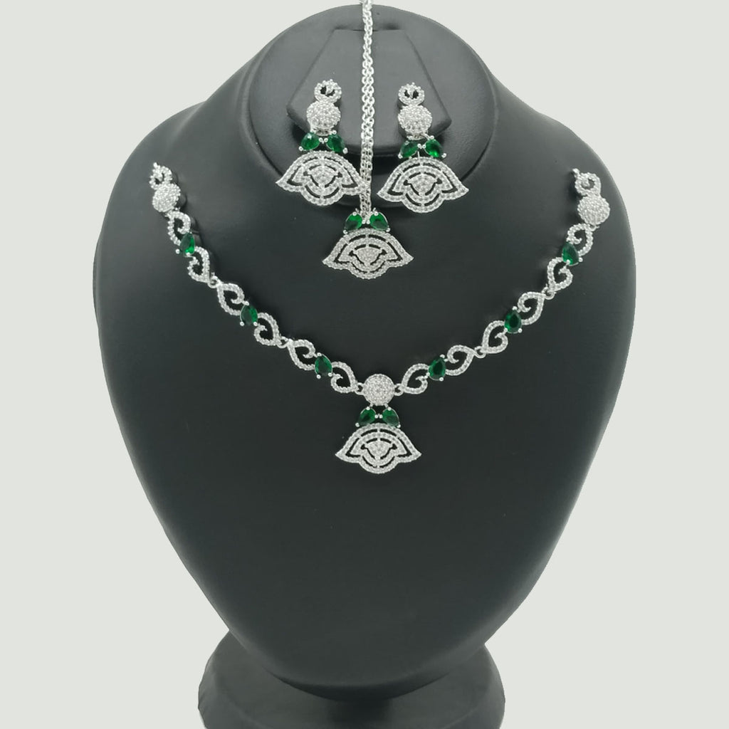 Gold Bridal Necklace Set with CZ Detailing – Rs. 4,000