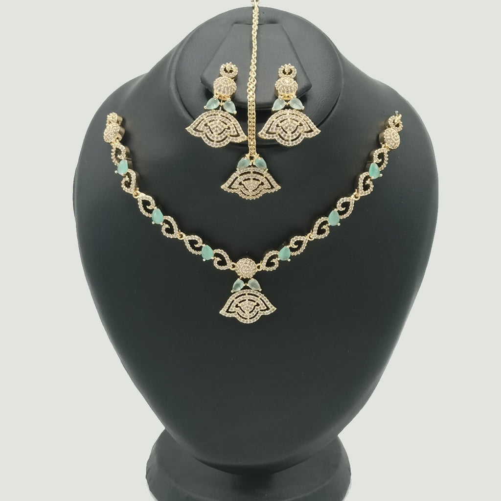 Gold Bridal Necklace Set with CZ Detailing – Rs. 4,000