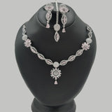 Premium Silver Bridal Necklace Set with CZ Snowflake Motif – Rs. 3750