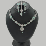 Premium Silver Bridal Necklace Set with CZ Snowflake Motif – Rs. 3750
