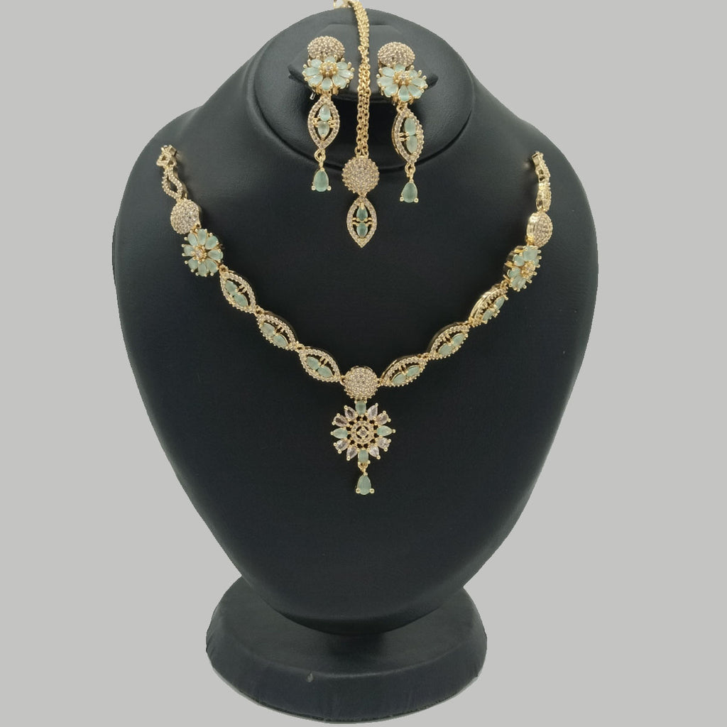 Premium Silver Bridal Necklace Set with CZ Snowflake Motif – Rs. 3750