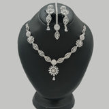 Premium Silver Bridal Necklace Set with CZ Snowflake Motif – Rs. 3750