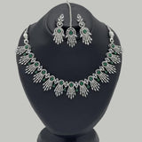 Bridal Silver Necklace Set with Stones – 3-Piece