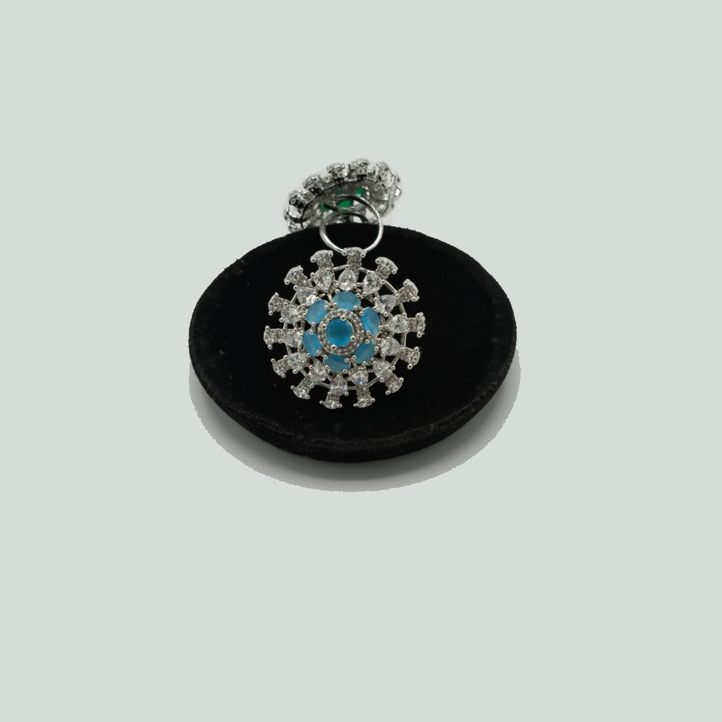 Silver Statement Cocktail Ring with CZ Burst Design – Rs. 1,750