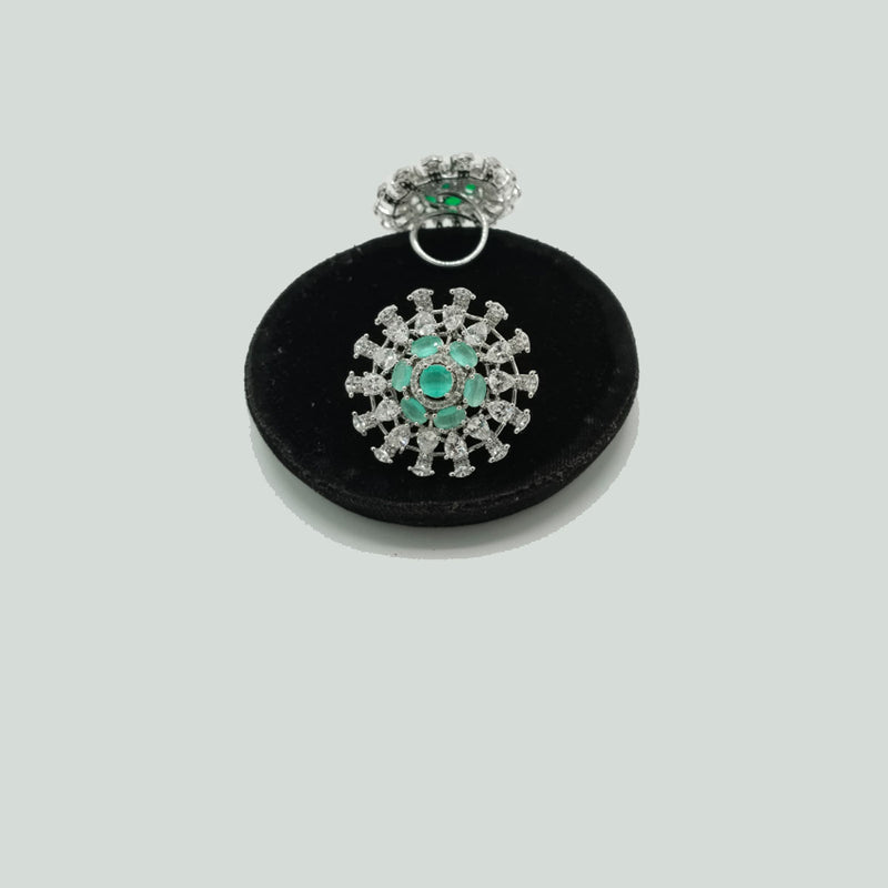 Silver Statement Cocktail Ring with CZ Burst Design – Rs. 1,750