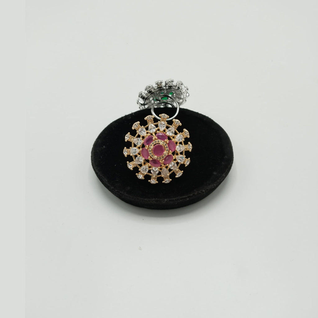 Silver Statement Cocktail Ring with CZ Burst Design – Rs. 1,750