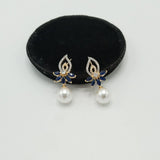 Elegant Gold Earrings with CZ Floral Top & Pearl Drop