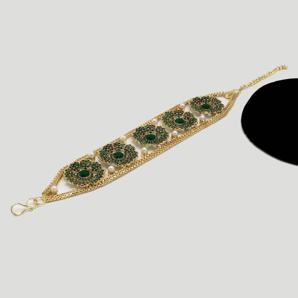 Floral Bracelet with Pearl Accents – Traditional Gold Finish – Rs. 2,480