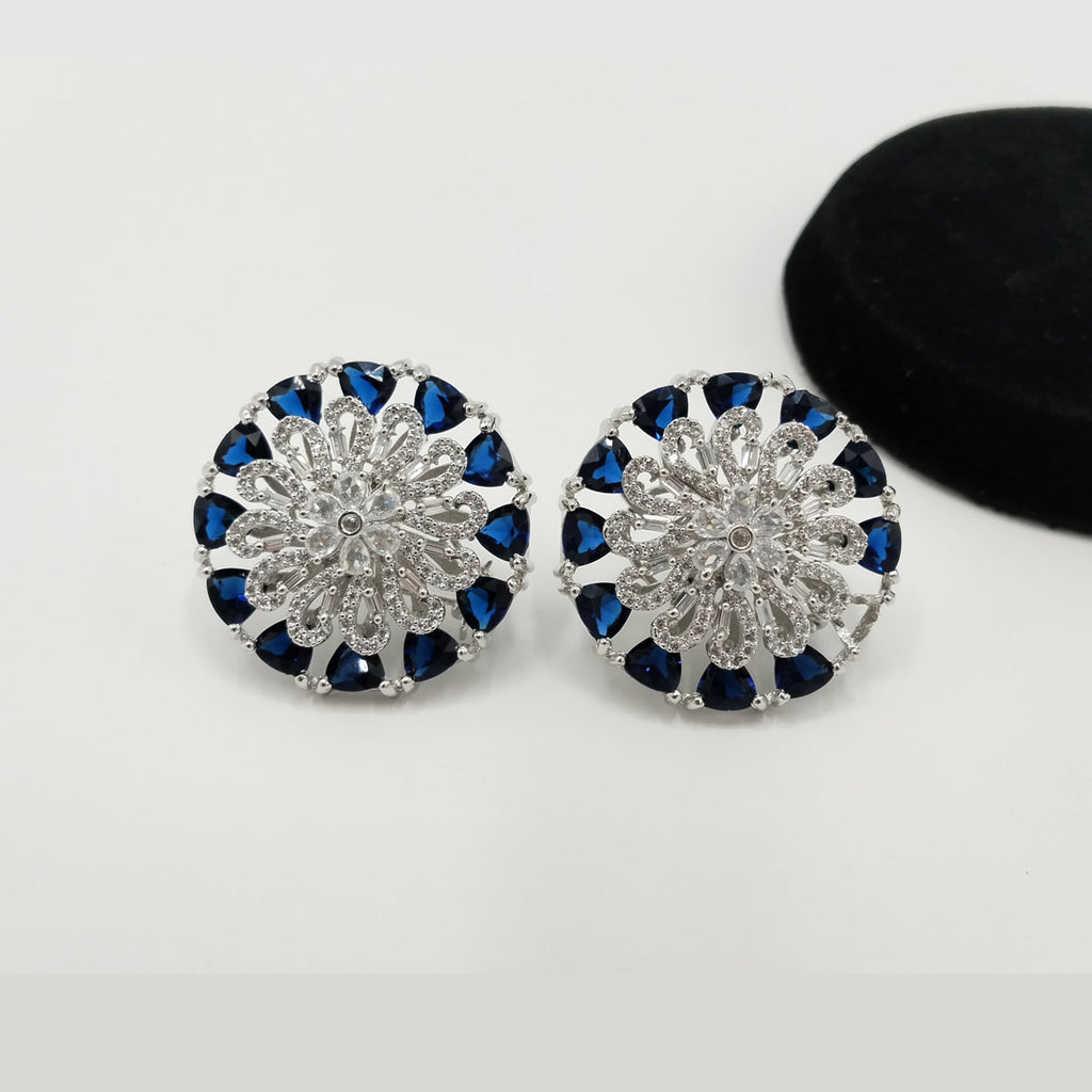 Silver-Tone Crystal Flower Stud Earrings – Rs. 1,950
