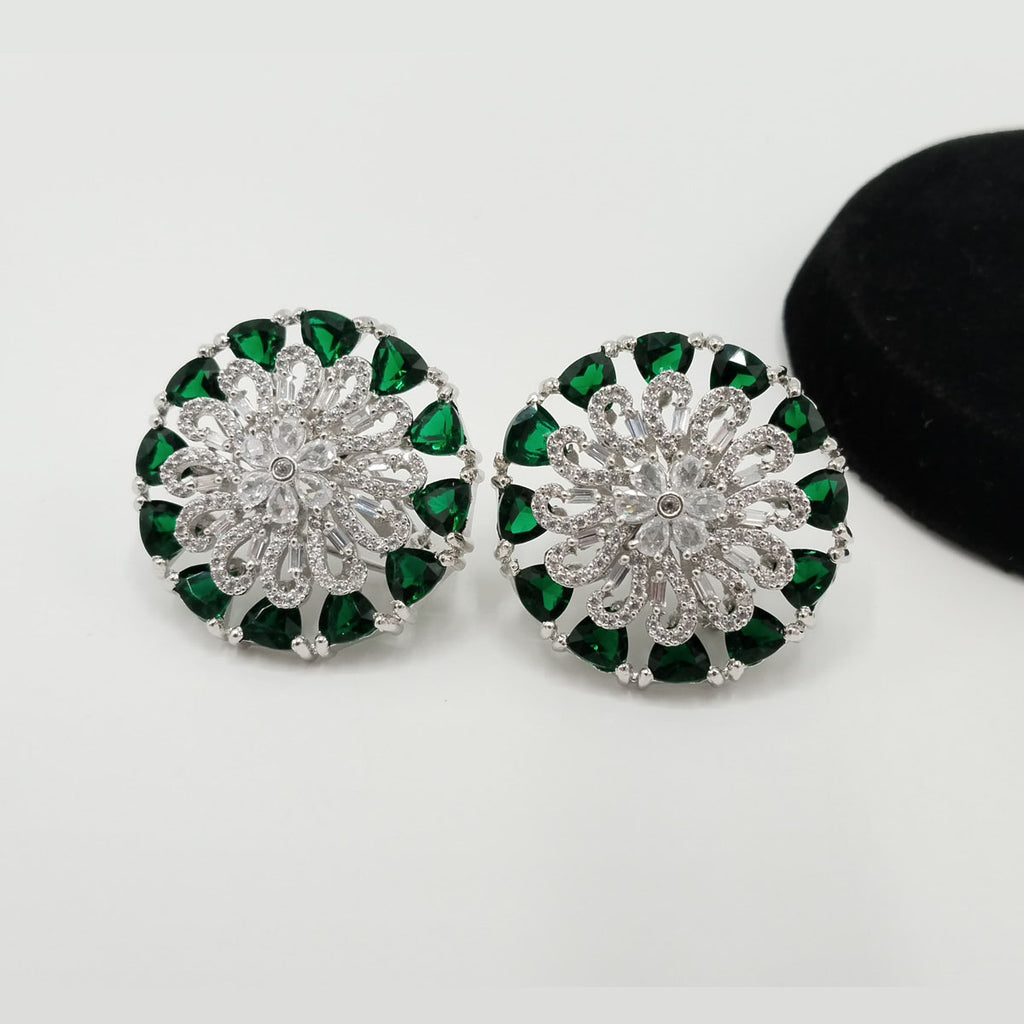 Silver-Tone Crystal Flower Stud Earrings – Rs. 1,950