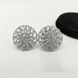 Silver-Tone Crystal Flower Stud Earrings – Rs. 1,950