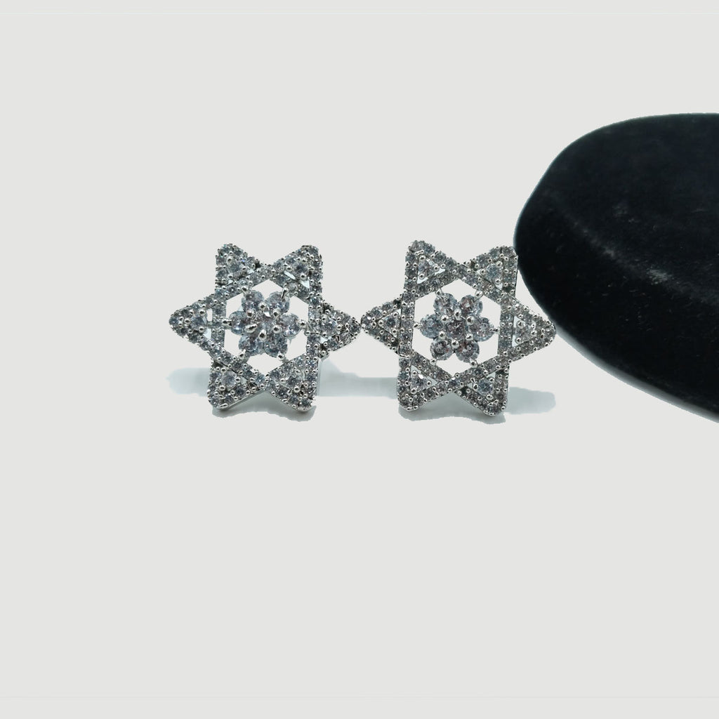 Six-Point Star Stud Earrings – Gold and Silver Finish