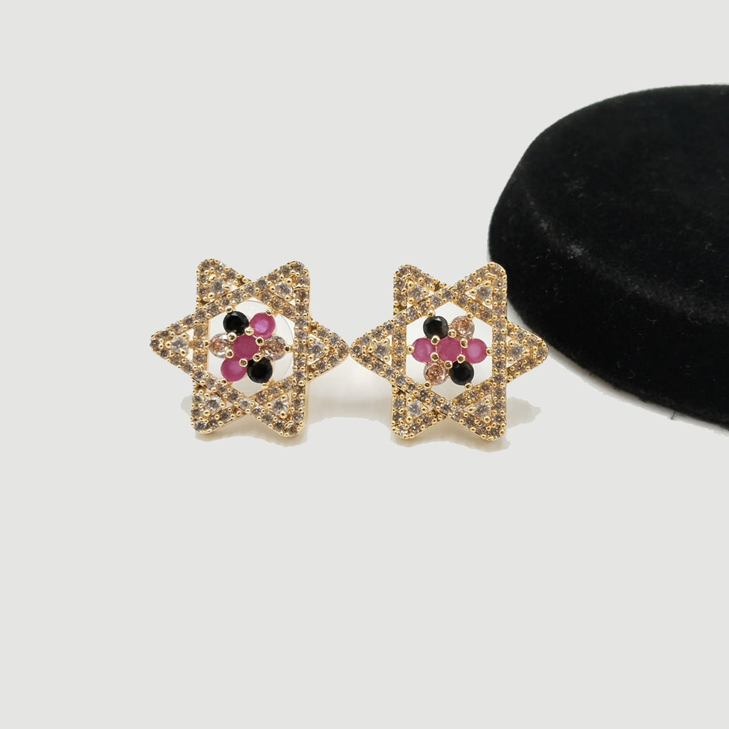 Six-Point Star Stud Earrings – Gold and Silver Finish