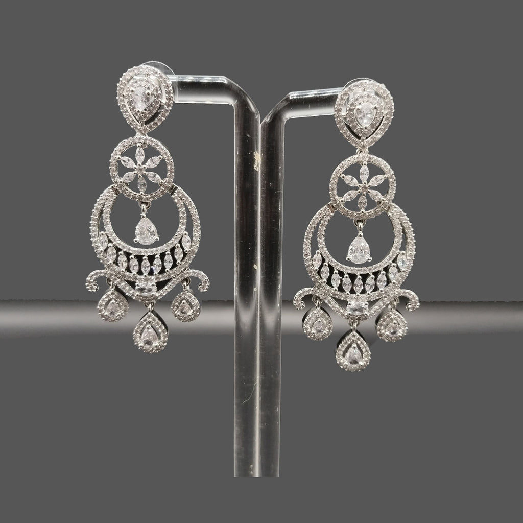 Women's Zircon Earrings – Silver & Gold Tone – Rs. 2650