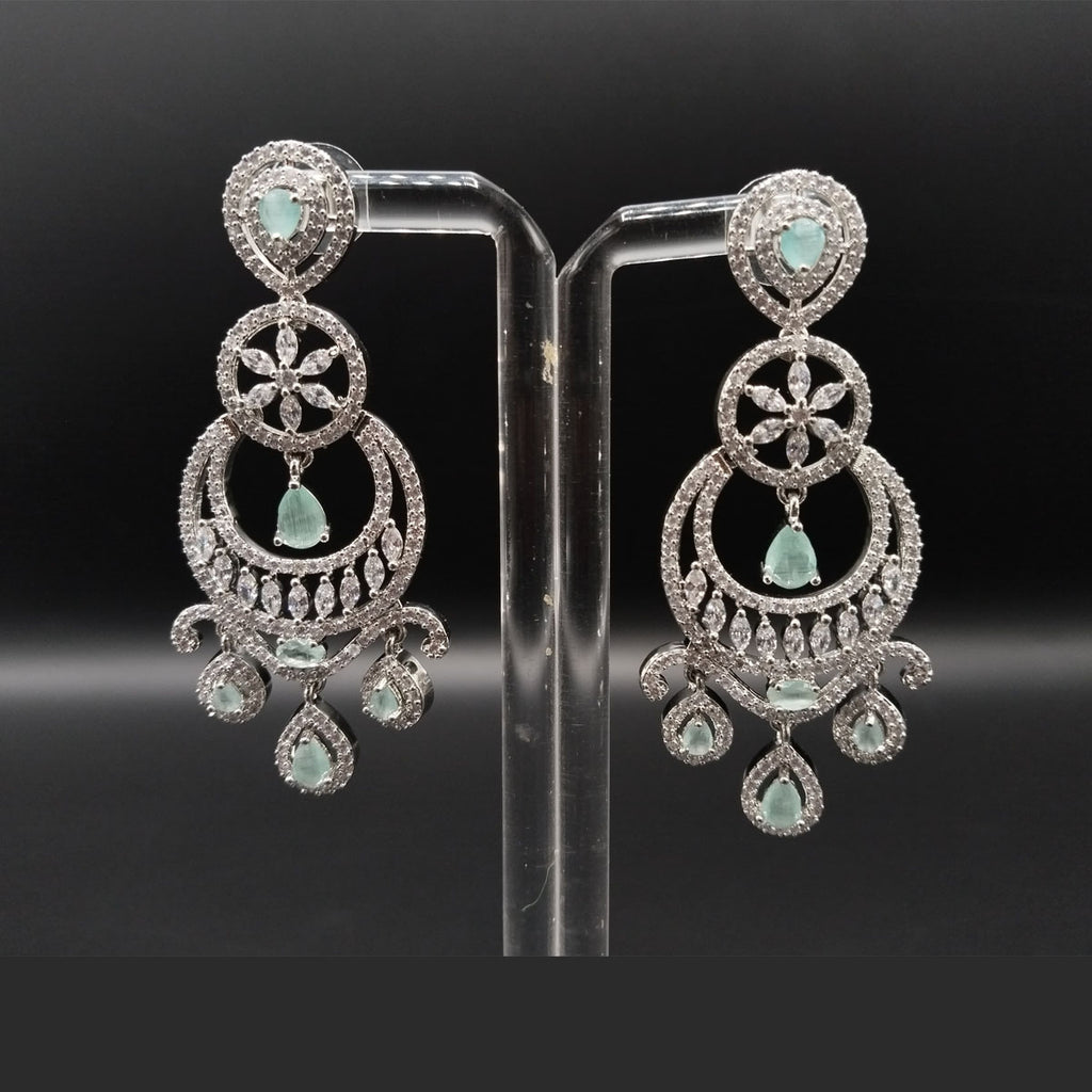 Women's Zircon Earrings – Silver & Gold Tone – Rs. 2650