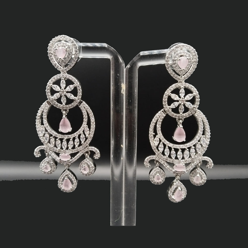 Women's Zircon Earrings – Silver & Gold Tone – Rs. 2650