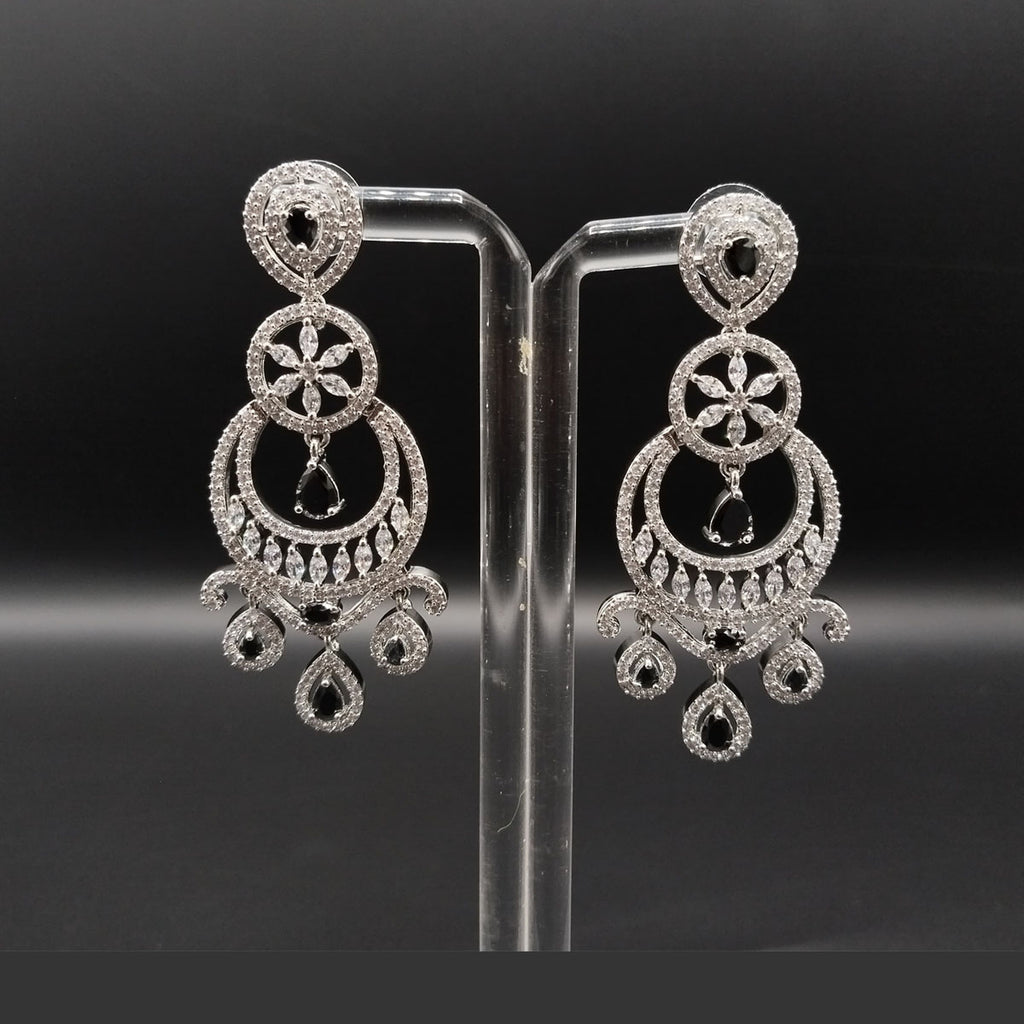 Women's Zircon Earrings – Silver & Gold Tone – Rs. 2650