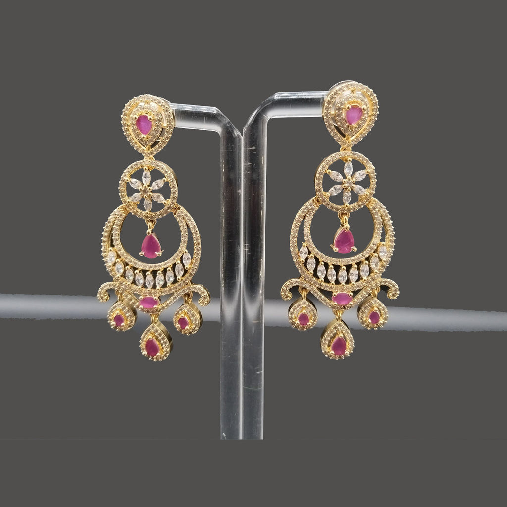 Women's Zircon Earrings – Silver & Gold Tone – Rs. 2650