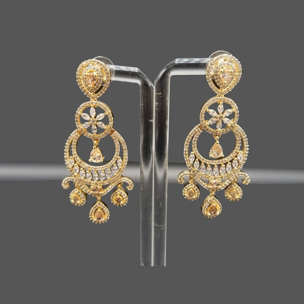 Women's Zircon Earrings – Silver & Gold Tone – Rs. 2650