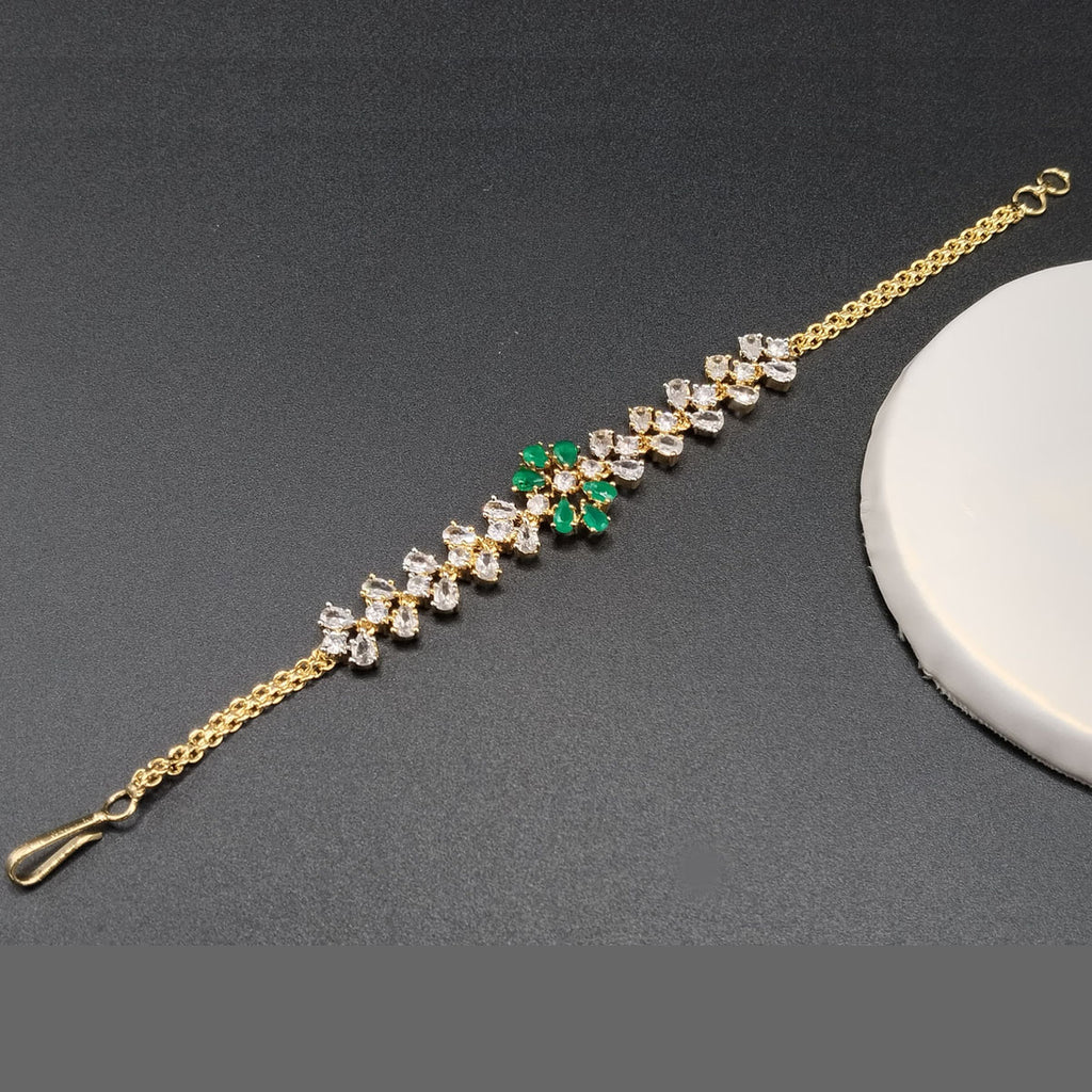 Silver and Golden Radiance Zircon Bracelet – Adjustable Elegance