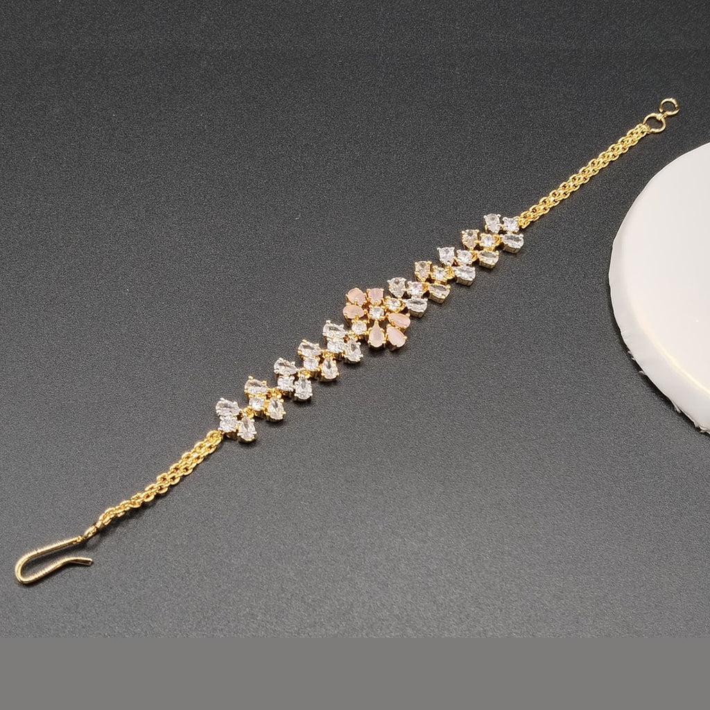 Silver and Golden Radiance Zircon Bracelet – Adjustable Elegance