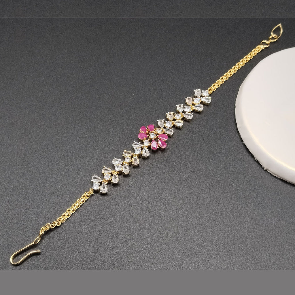 Silver and Golden Radiance Zircon Bracelet – Adjustable Elegance