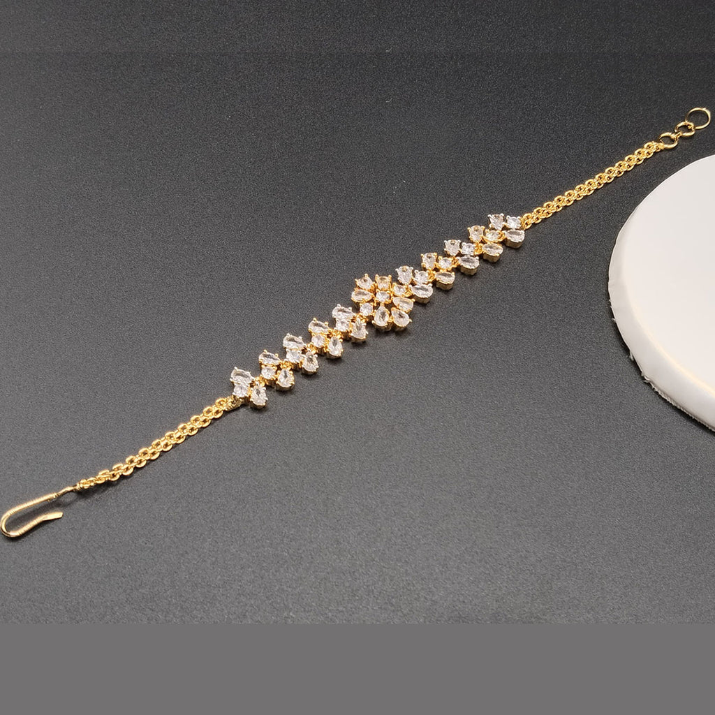 Silver and Golden Radiance Zircon Bracelet – Adjustable Elegance