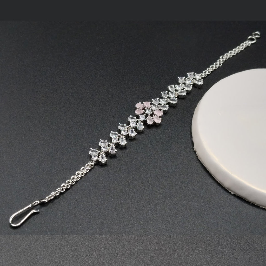 Silver and Golden Radiance Zircon Bracelet – Adjustable Elegance