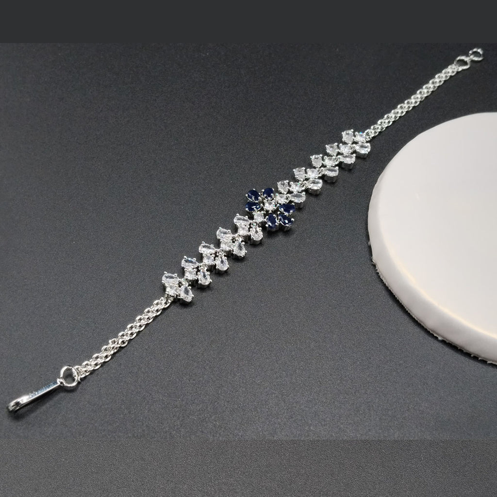 Silver and Golden Radiance Zircon Bracelet – Adjustable Elegance