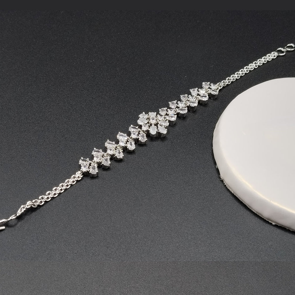 Silver and Golden Radiance Zircon Bracelet – Adjustable Elegance