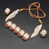 Pearl Shell Statement Necklace Set with Crystal Detailing – Rs,3,350