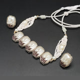 Pearl Shell Statement Necklace Set with Crystal Detailing – Rs,3,350