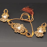 Gold-Tone Floral Bridal Choker Set with Stones & Pearls – Rs,5,350