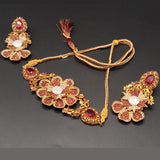 Gold-Tone Floral Bridal Choker Set with Stones & Pearls – Rs,5,350