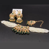 Gold-Tone Pearl Choker Set with Jhumka Earrings & Maang Tikka – Rs,1,350