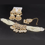 Gold-Tone Pearl Choker Set with Jhumka Earrings & Maang Tikka – Rs,1,350