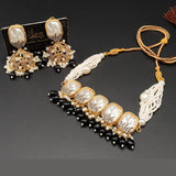 Gold-Tone Pearl Drop Choker Set with Beaded Strand – Rs,4,200