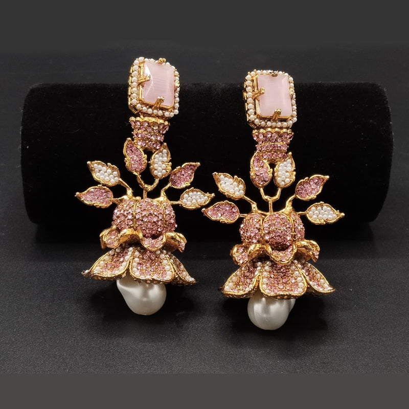 Multicolor Crystal Floral Drop Earrings – Rs,2,750