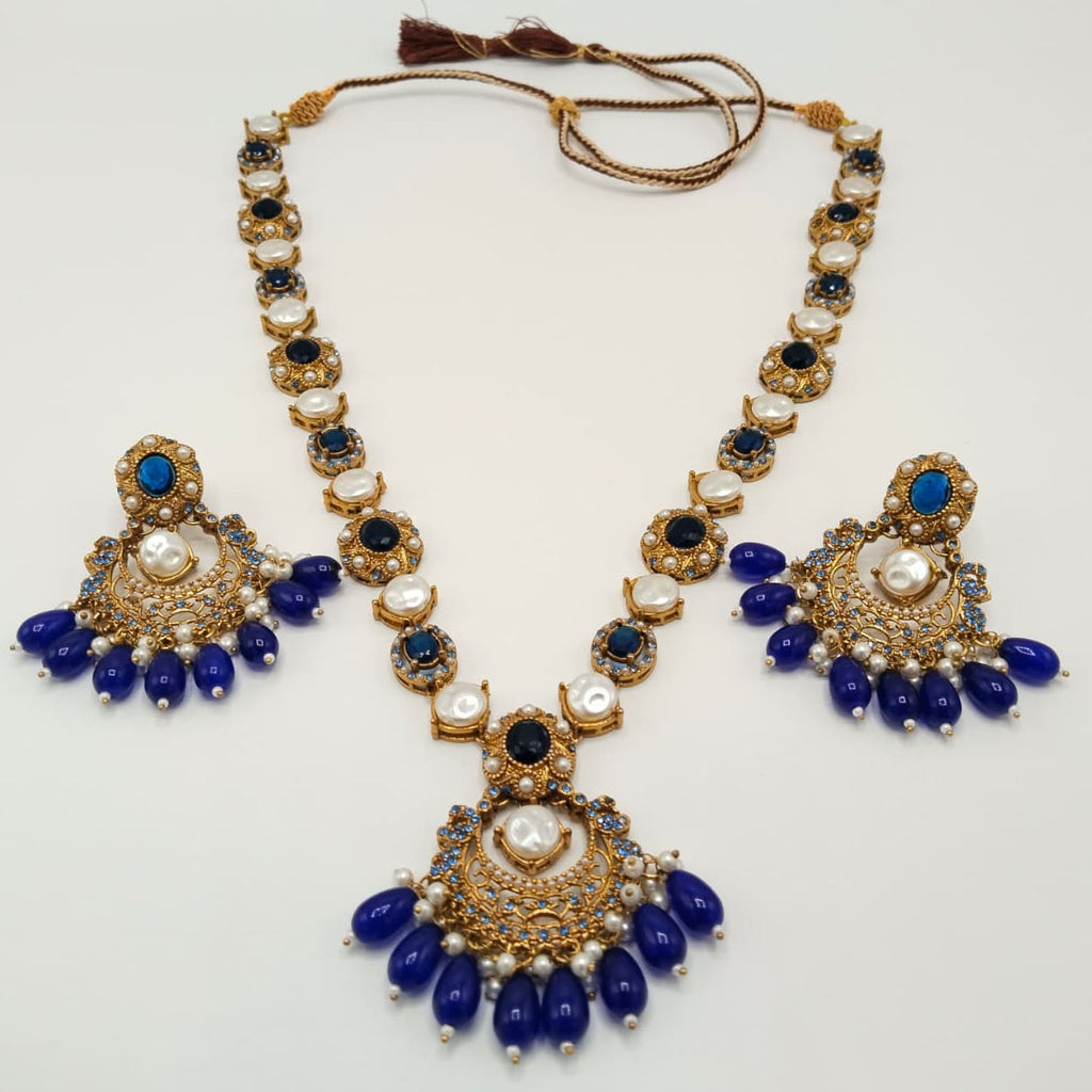 Antique Gold Bridal Jewelry Set with Pearls Beads