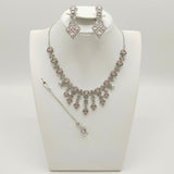 Elegant Silver Plated Stone Bridal Necklace Set