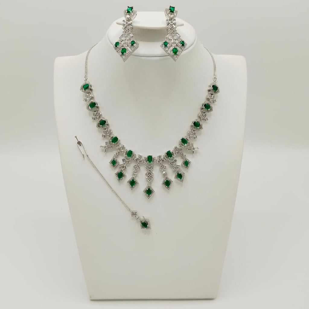 Elegant Silver Plated Stone Bridal Necklace Set
