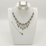 Elegant Silver Plated Stone Bridal Necklace Set