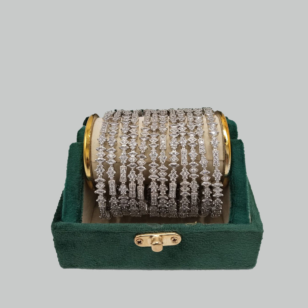 Silver-Plated American Diamond Bangles – Stylish Everyday Look