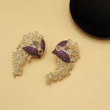 Phoenix Peacock Ear Climber Earrings – Gold Plated CZ Crystal Statement Bridal Cuff Jewelry