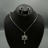 Floral Zircon Pendant Locket Set - Gold/Silver Tone Flower Jewellery | Rs. 1890