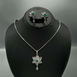 Floral Zircon Pendant Locket Set - Gold/Silver Tone Flower Jewellery | Rs. 1890