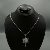 Floral Zircon Pendant Locket Set - Gold/Silver Tone Flower Jewellery | Rs. 1890